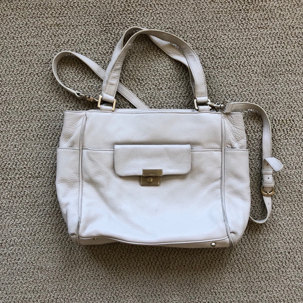 DKNY white real leather shoulder/ crossbody purse